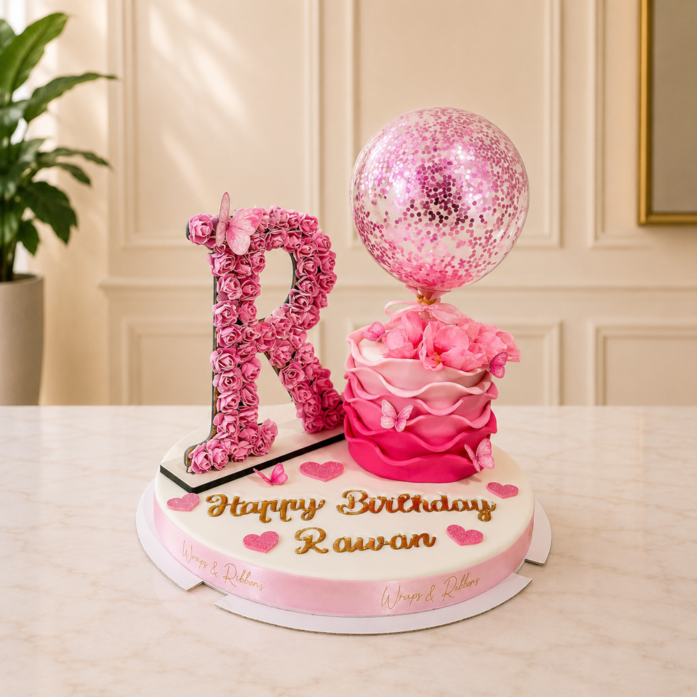 Flower Letter & Cake – Style 2