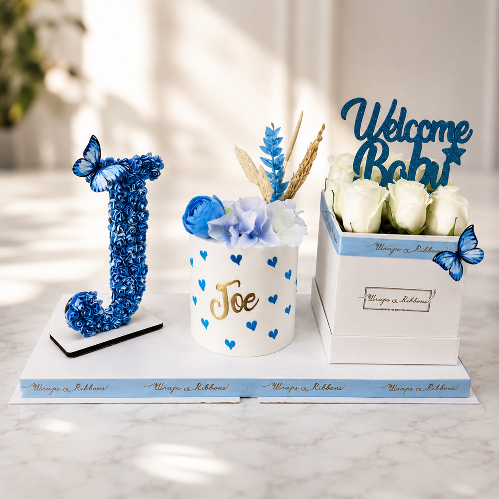 Welcome Baby Flower & Cake Bundle