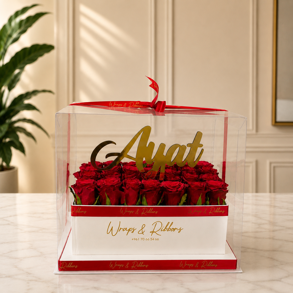 Rectangular Roses Box – Small (24-28 Roses)