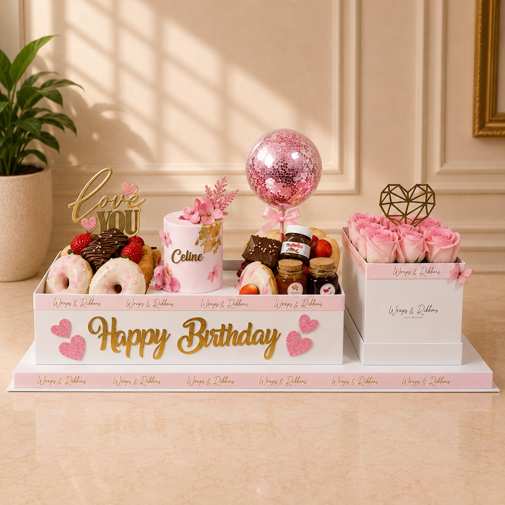 Big Breakfast with Cake & Flowers