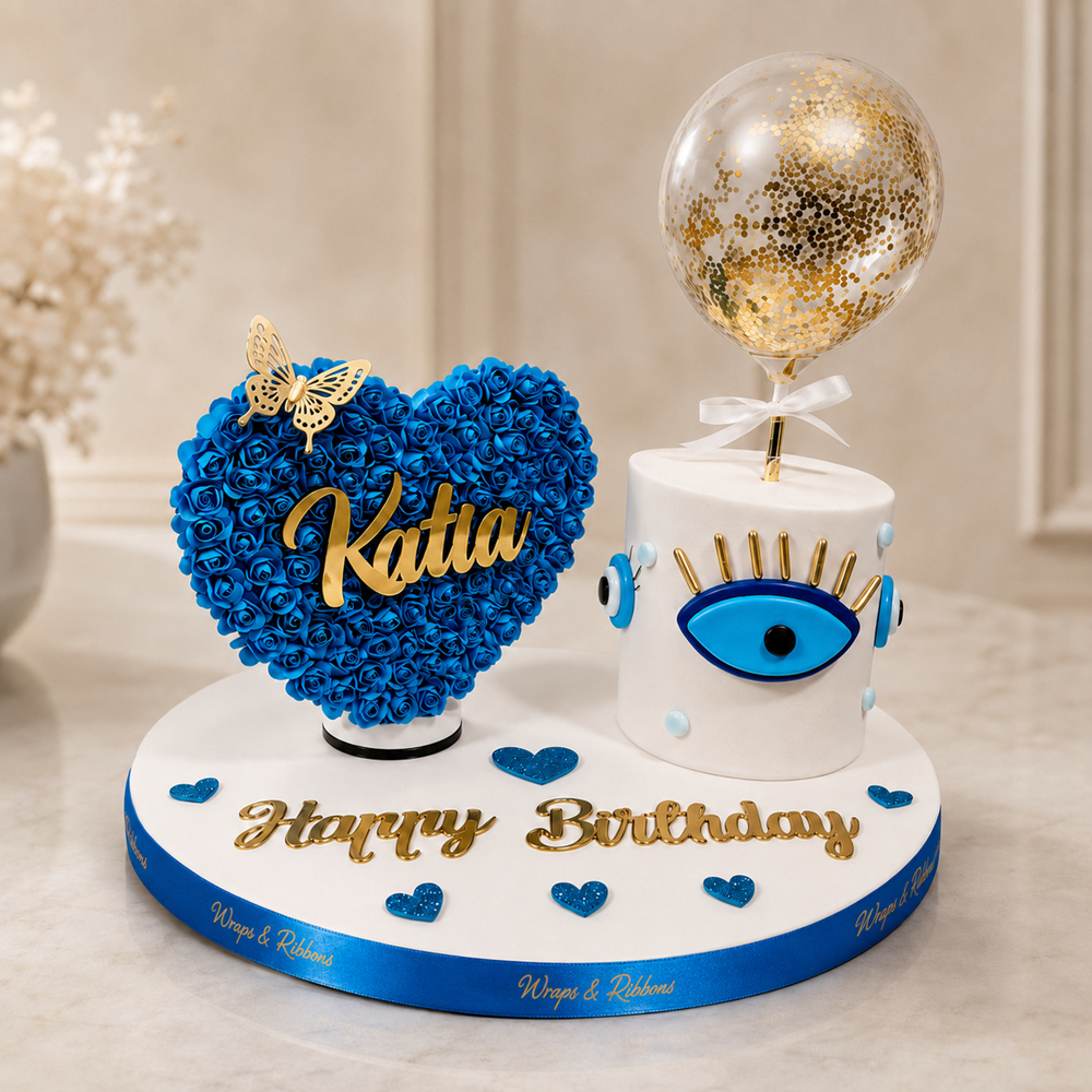 Evil Eye Cake – Flower Heart with Name