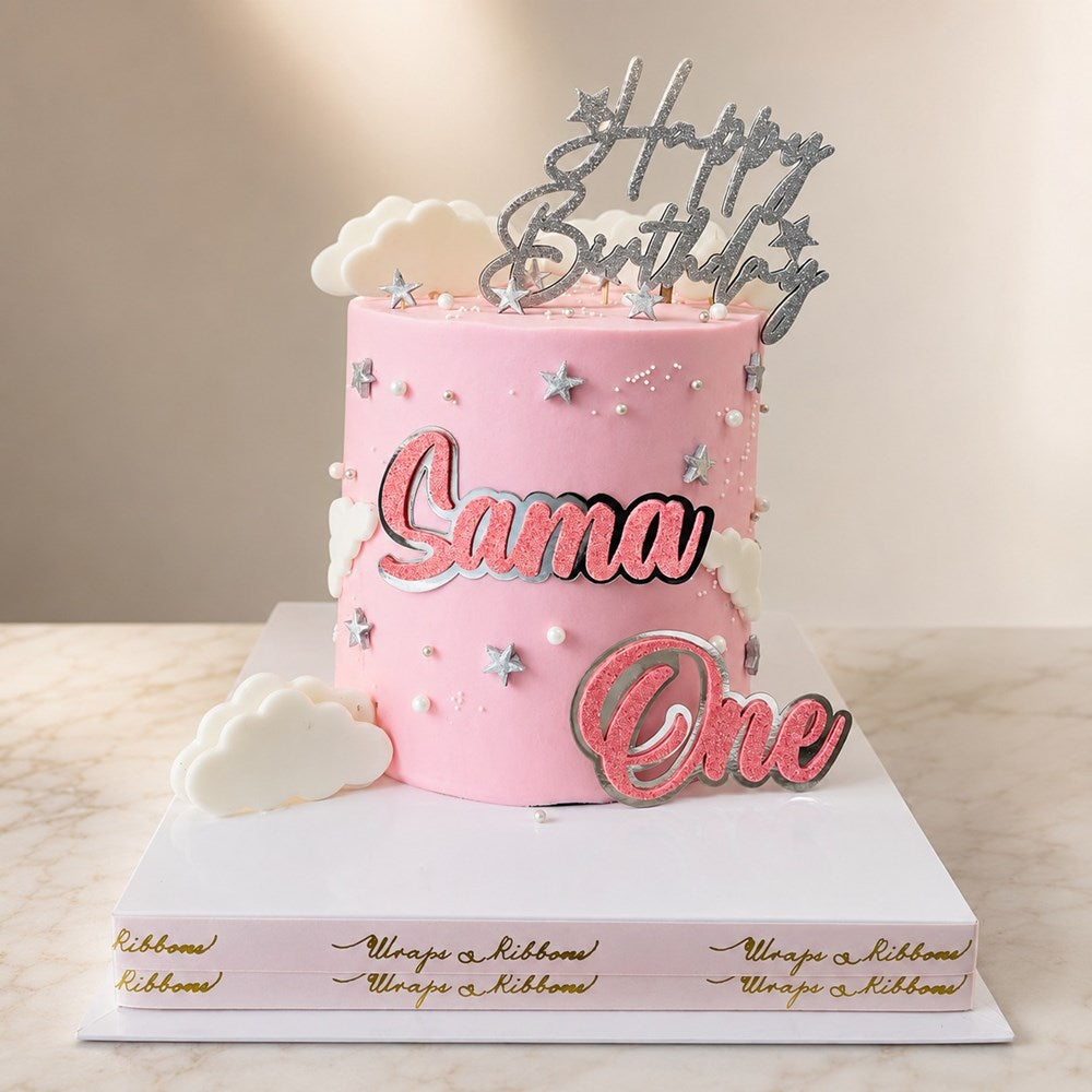 Pink First Birthday Cake
