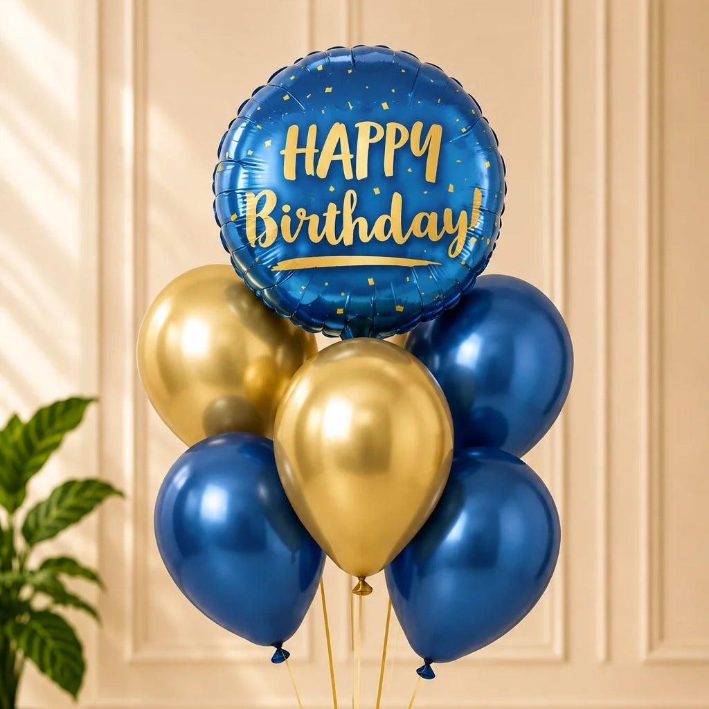 Birthday Balloons Bundle – Blue & Gold