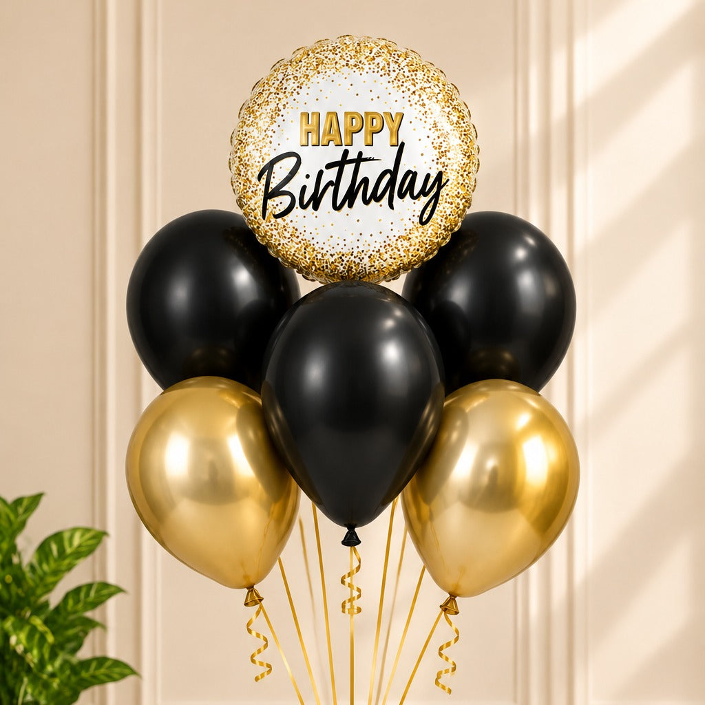 Birthday Balloons Bundle – Black & Gold
