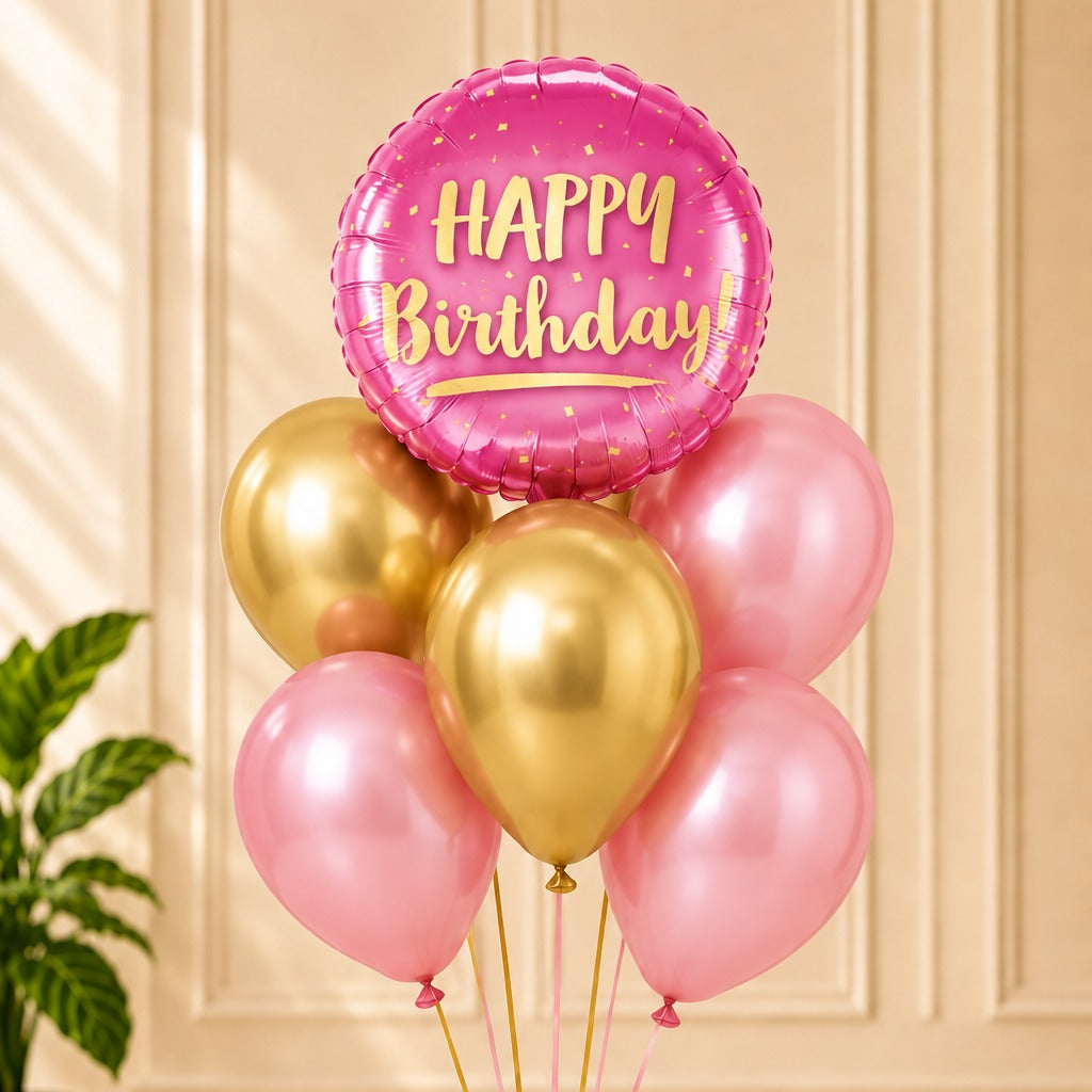 Birthday Balloons Bundle – Pink & Gold