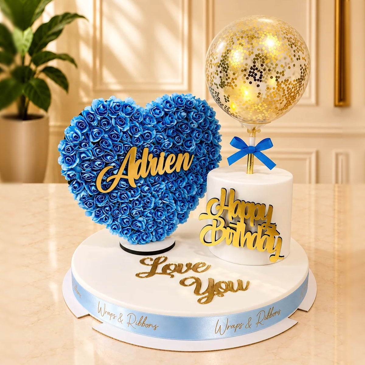 Flower Heart & Cake – Blue