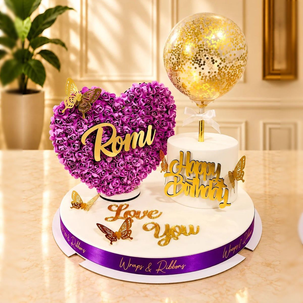 Flower Heart & Cake – Purple
