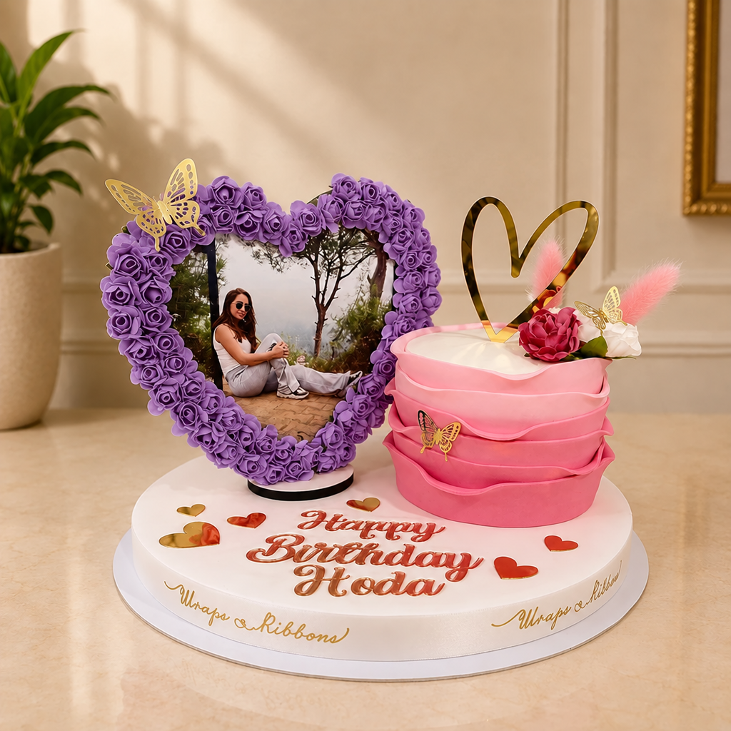 picture flower heart and cake – Purple
