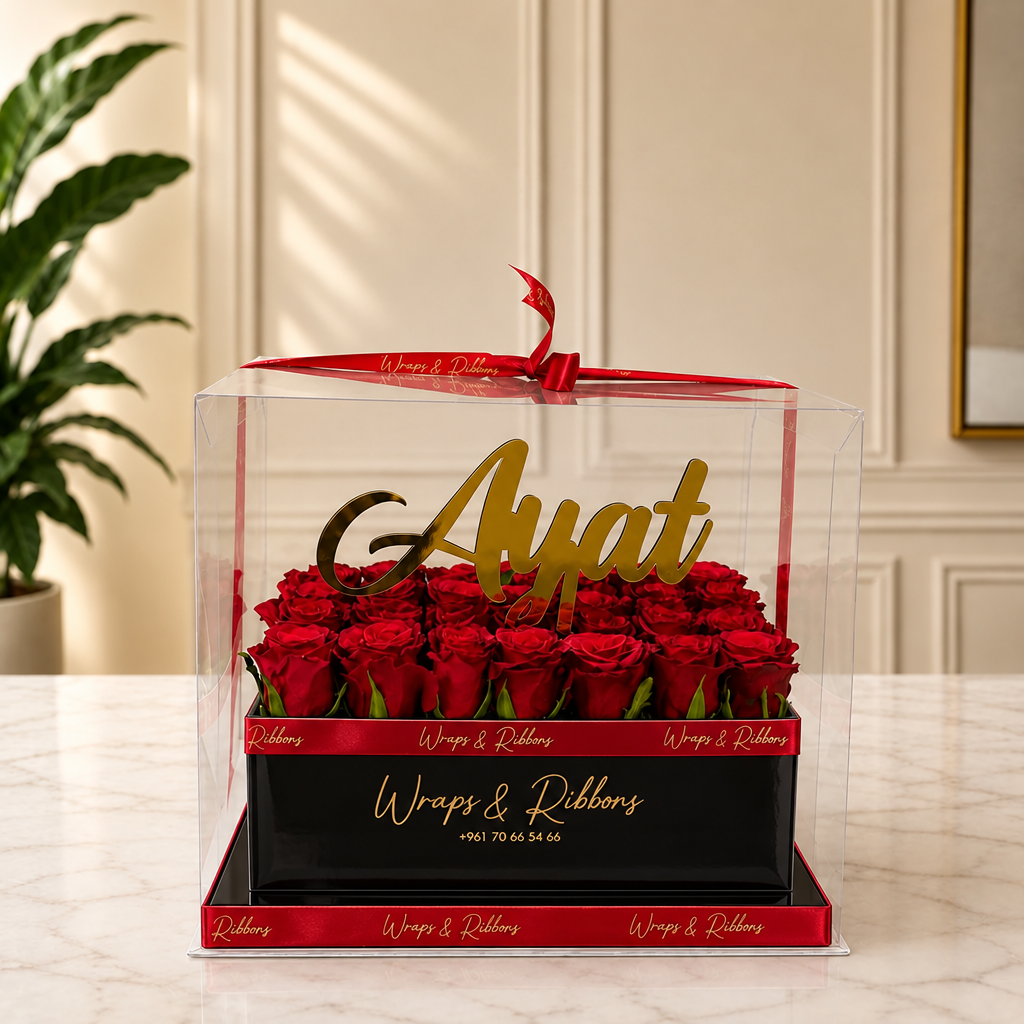 rectangular roses box small 24 28 roses – Black Red