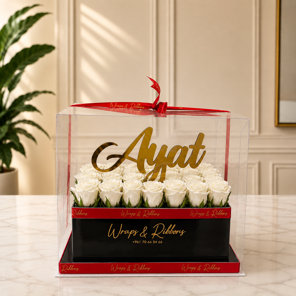 rectangular roses box small 24 28 roses – Black White