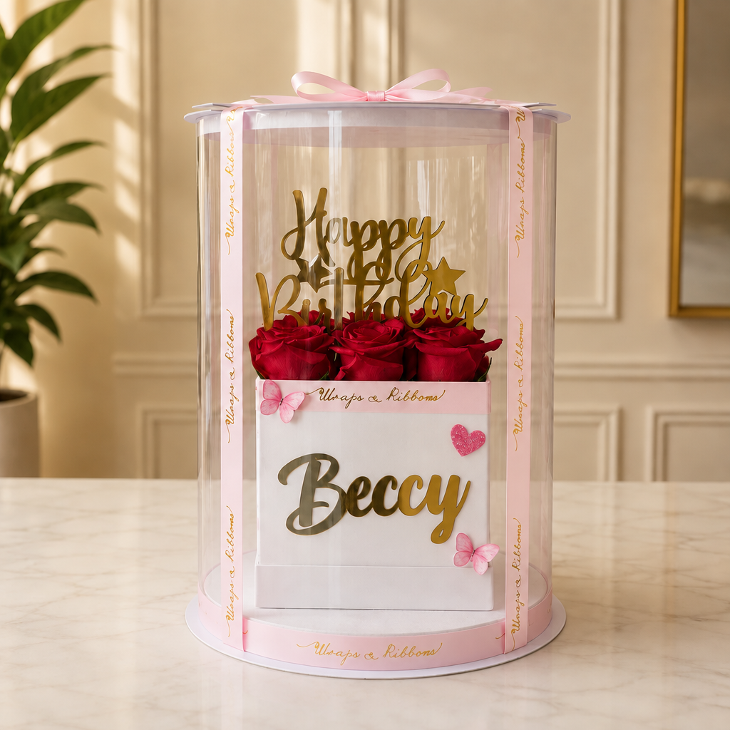roses box small white box – Red