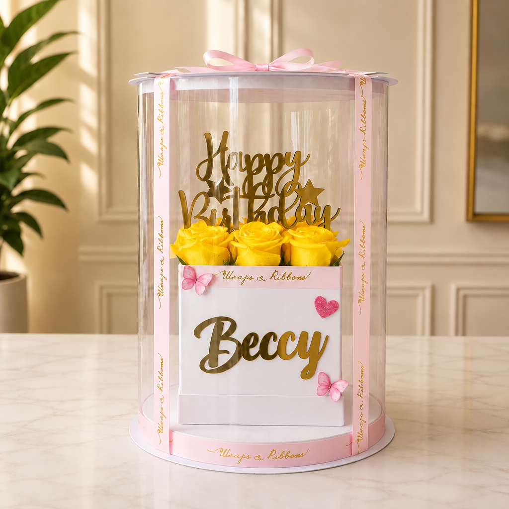 roses box small white box – Yellow