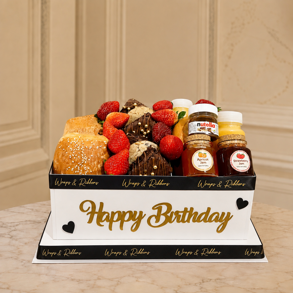 small breakfast box white box – Black ribbon