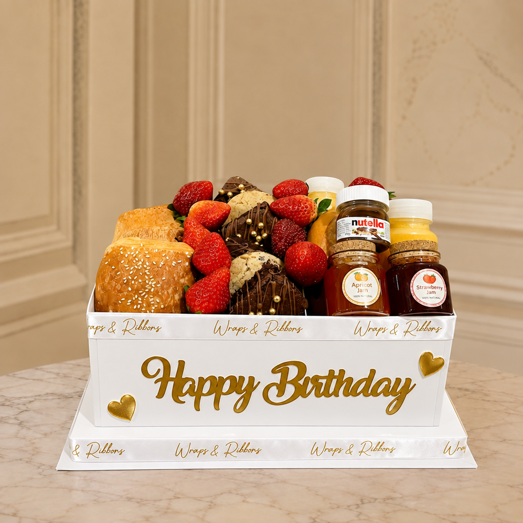 small breakfast box white box – White ribbon